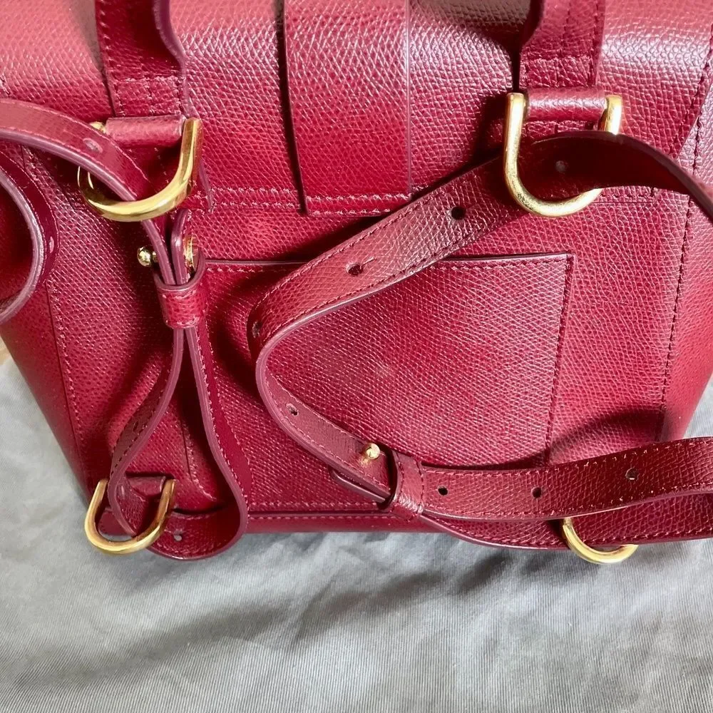 Senreve Mini Maestra Bag Chianti Leather Tote Backpack Crossbody Satchel Red